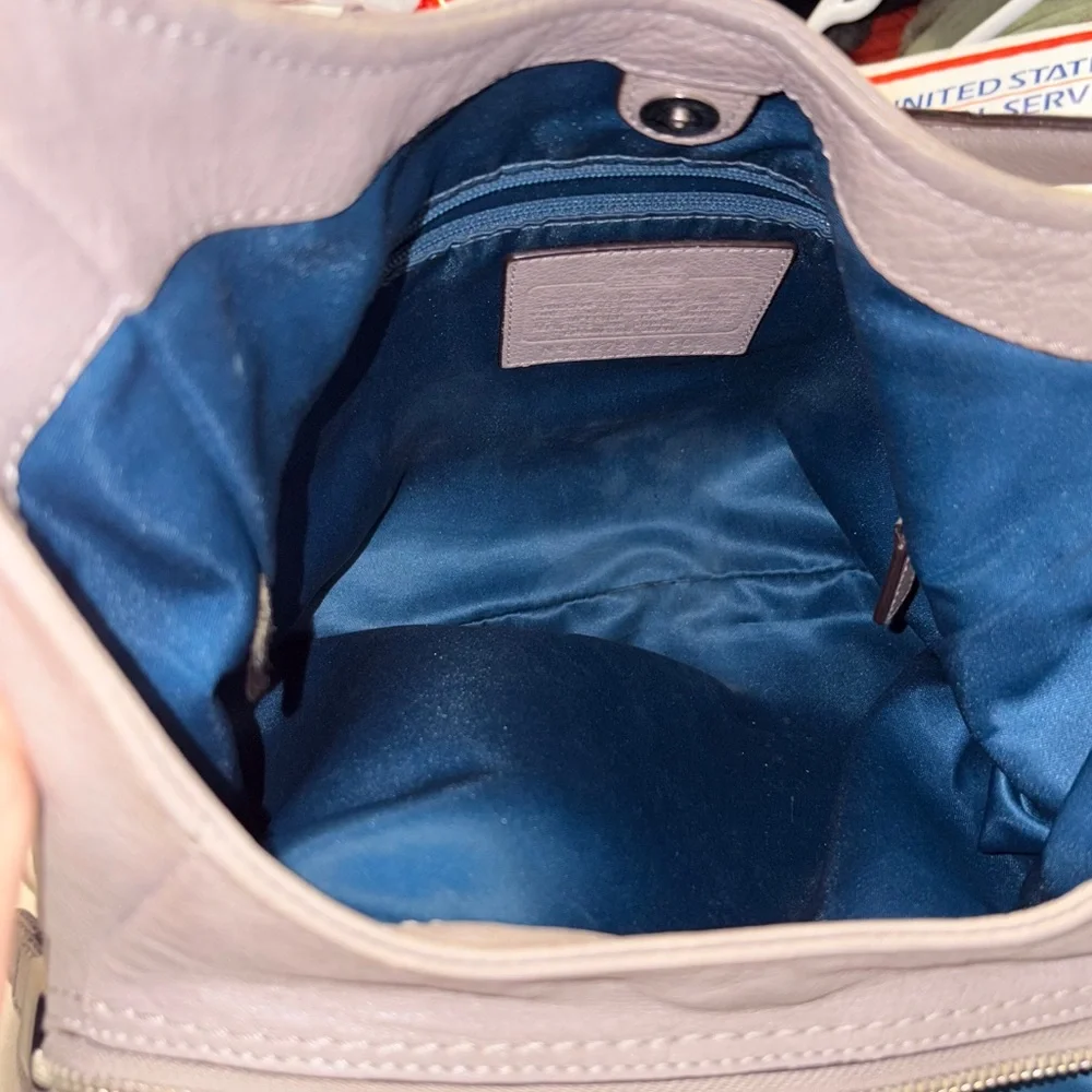 Coach Madison Maggie All Leather Hobo Style Shoulder Bag In Grey - Picture 14 of 16